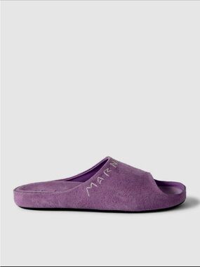 NWT Marni Logo-Embroidered Suede Slides Fussbett in Lilac Size 11 / 44